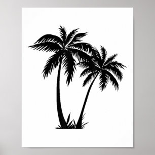 Black White Palm Trees Summer Sun Beach Women Men Poster