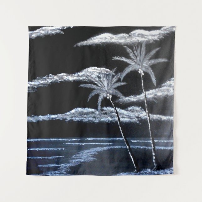 Black & White Palm Trees Tapestry (Front)