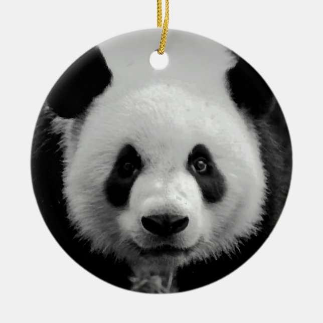 Black & White Panda Bear Christmas Tree Ornament (Front)