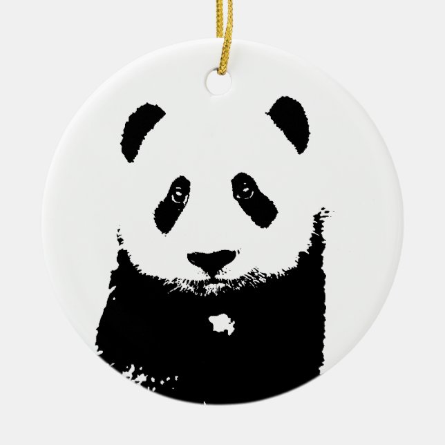 Black & White Panda Ceramic Tree Decoration (Front)