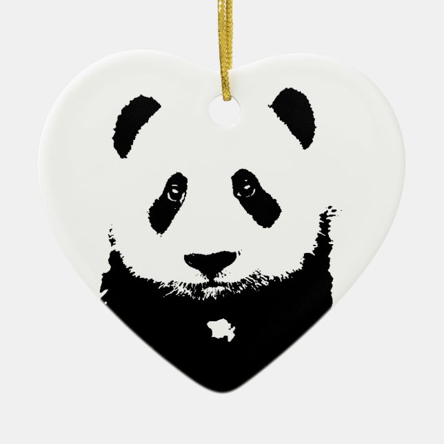Black & White Panda Ceramic Tree Decoration (Front)