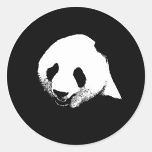 Black & White Panda Classic Round Sticker
