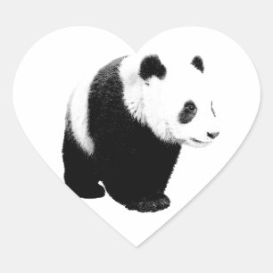 Black & White Panda Heart Sticker