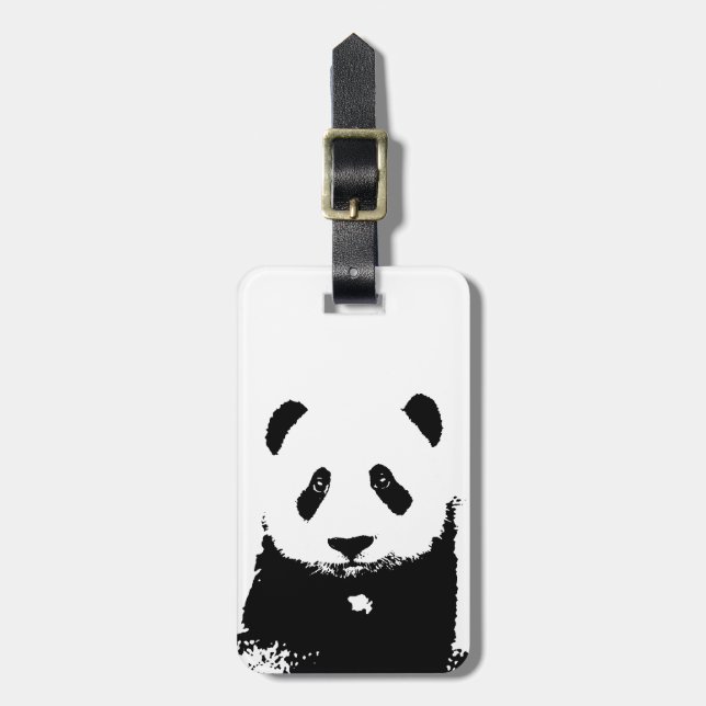 Black & White Panda Luggage Tags (Front Vertical)