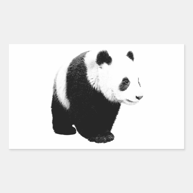 Black & White Panda Rectangular Sticker (Front)