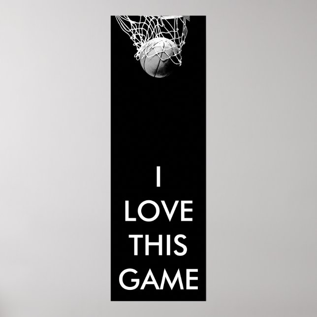 Black & White Panoramic Basketball Poster (Front)