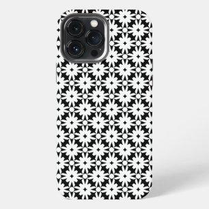 Black White Paper Flower Chain Pattern iPhone 13 Pro Max Case
