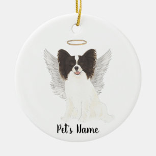 Black & White Papillon Sympathy Memorial Ceramic Tree Decoration