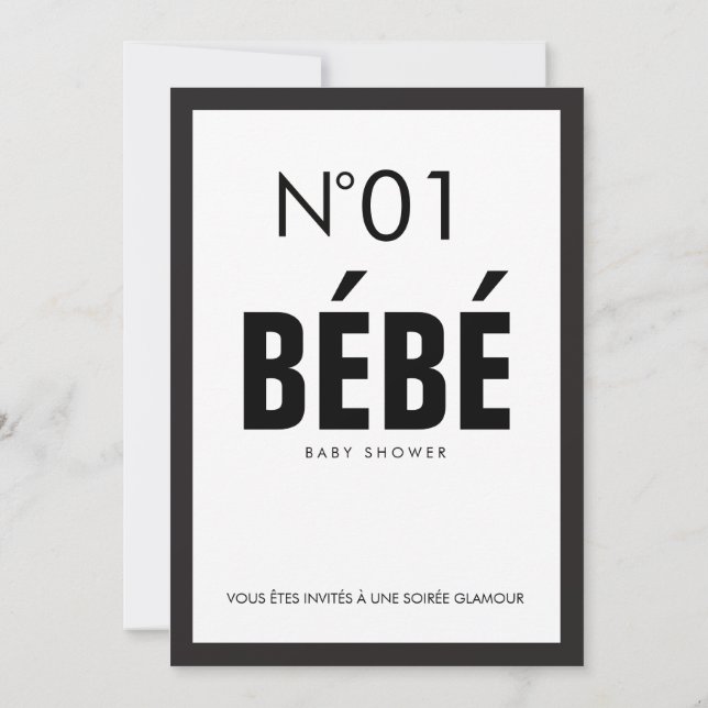 Black & White Paris French Theme BABY SHOWER Invitation (Back)