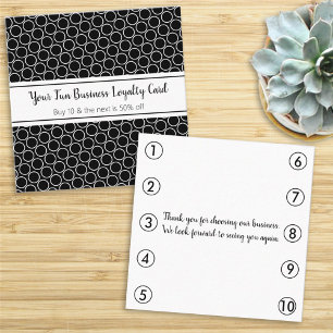 Black White Pattern Business Loyalty Punch Card