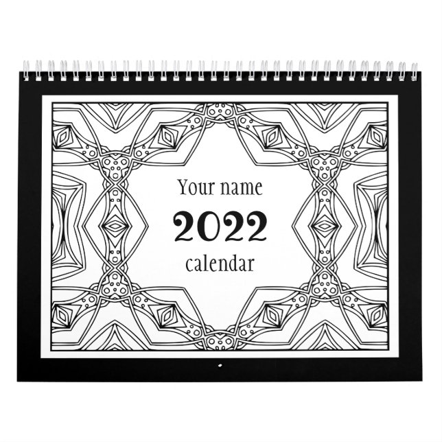 Black & White Pattern Colouring Book Calendar (Cover)
