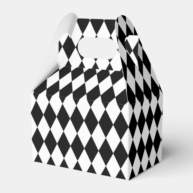 Black white pattern Gable favour box (Front Side)