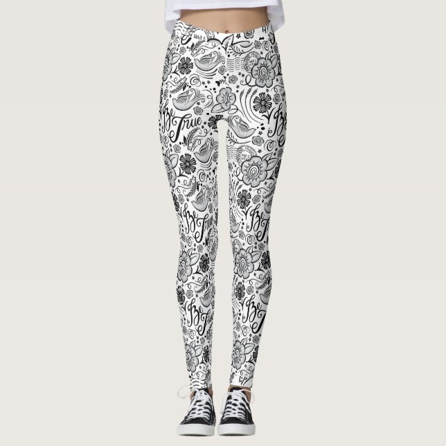 Black White Pattern Leggings (Front)