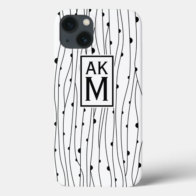 Black & White Pattern Monogram iPad Mini Case (Back)