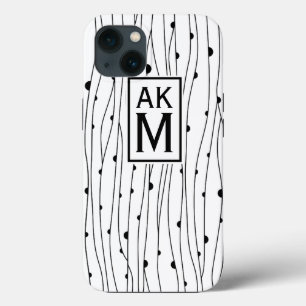 Black & White Pattern Monogram iPad Mini Case