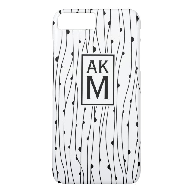 Black & White Pattern Monogram iPhone 7 Plus Case (Back)