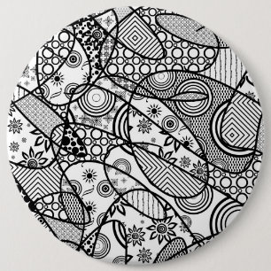 Black & White Pattern Patchwork 01 6 Cm Round Badge