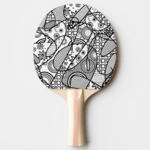 Black & White Pattern Patchwork 01 Ping Pong Paddle