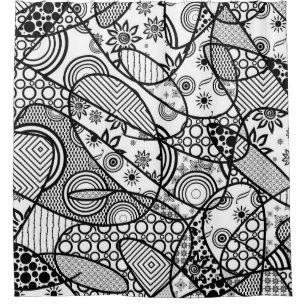 Black & White Pattern Patchwork 01 Shower Curtain