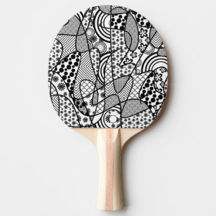 Black & White Pattern Patchwork 02 Ping Pong Paddle