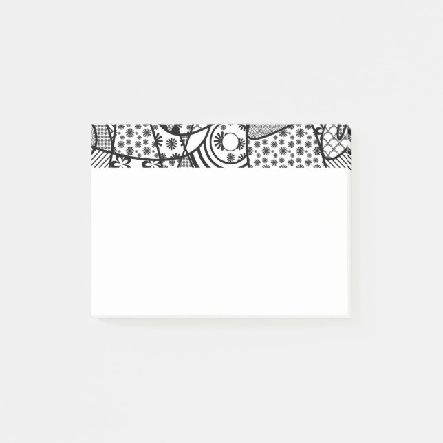 Black & White Pattern Patchwork 02 Post-it Notes (Front)