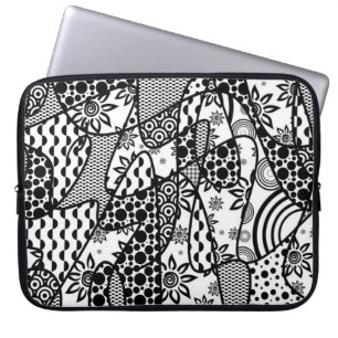 Black & White Pattern Patchwork 03 Laptop Sleeve