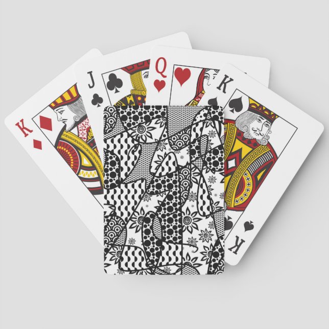 Black & White Pattern Patchwork 03 Playing Cards (Back)