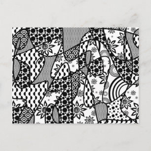 Black & White Pattern Patchwork 03 Postcard