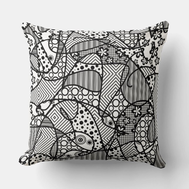 Black & White Pattern Patchwork 04 Cushion (Front)