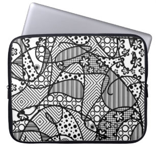 Black & White Pattern Patchwork 04 Laptop Sleeve