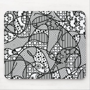 Black & White Pattern Patchwork 04 Mouse Pad