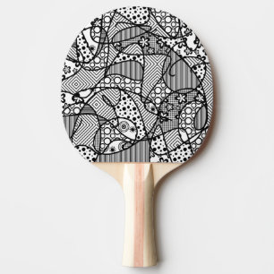 Black & White Pattern Patchwork 04 Ping Pong Paddle