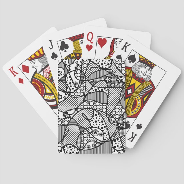 Black & White Pattern Patchwork 04 Playing Cards (Back)