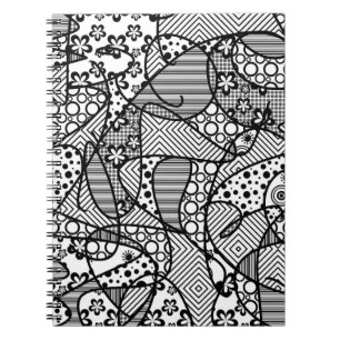 Black & White Pattern Patchwork 04 Spiral Notebook