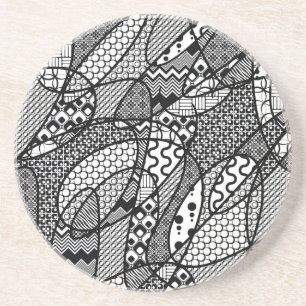 Black & White Pattern Patchwork 05 Coaster