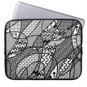 Black & White Pattern Patchwork 05 Laptop Sleeve