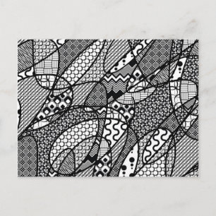 Black & White Pattern Patchwork 05 Postcard