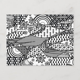 Black & White Pattern Patchwork 06 Postcard