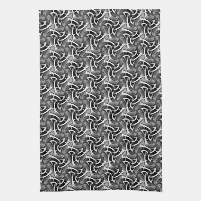 Black White Pattern: Scifi Swirl Kitchen Tea Cloth (Vertical)
