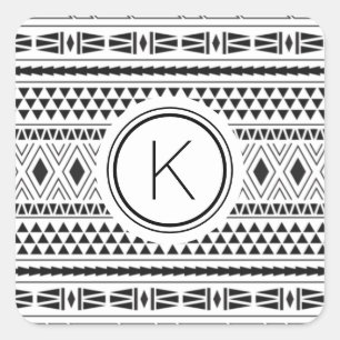 Black White Pattern Square Sticker