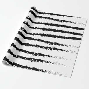 Black white pattern striped wrapping paper