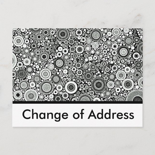 Black & White Patterns | Change of address Announcement Postcard (Front)