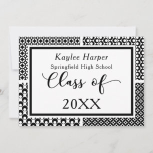 Black & White Patterns Graduation Announcement