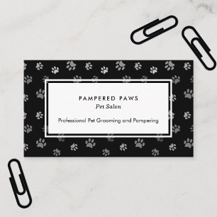 Black White Paw Prints Professional Pet Salon Business Card