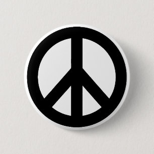 Black White Peace Sign Symbol 6 Cm Round Badge