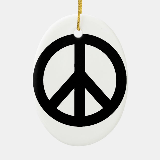 Black White Peace Sign Symbol Ceramic Tree Decoration (Front)