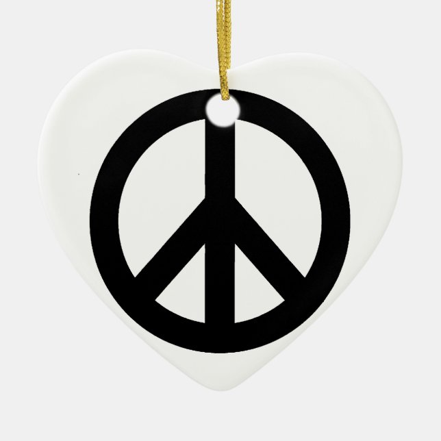 Black White Peace Sign Symbol Ceramic Tree Decoration (Front)