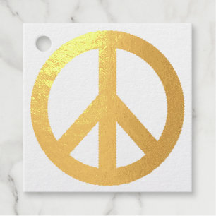 Black White Peace Sign Symbol Favour Tags