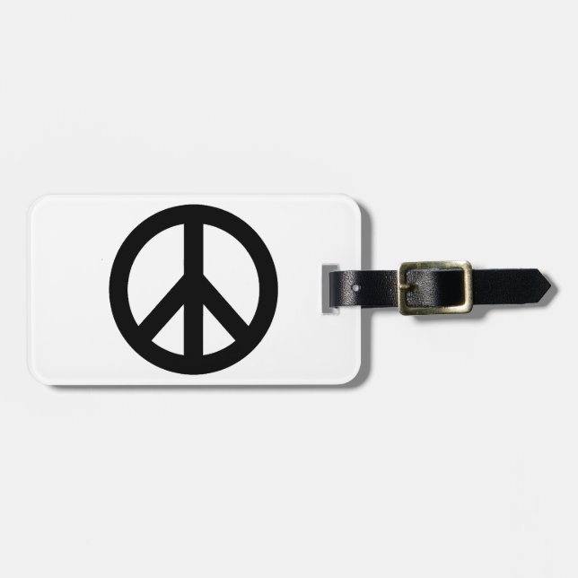 Black White Peace Sign Symbol Luggage Tag (Front Horizontal)