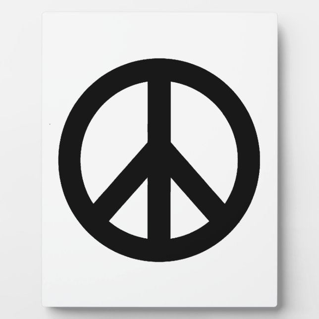 Black White Peace Sign Symbol Plaque (Front)
